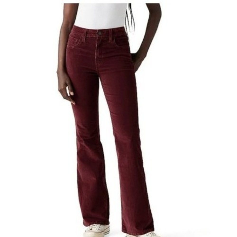 Levi's 726 Flare Merlot Corduroy Jeans Boho Norm Core Casual Women SZ 32 boho
